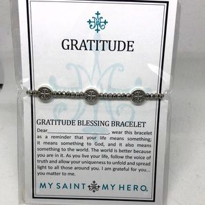 My Saint My Hero Silver Gratitude Blessing Beaded Bracelet